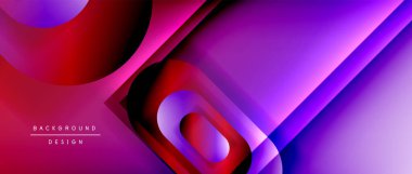 Çizgiler ve modern formlarla vektör geometrik arkaplan. Soyut yuvarlak şekiller, gölge ve ışık efektleri ile akışkan eğimli