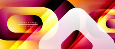 Çizgiler ve modern formlarla vektör geometrik arkaplan. Soyut yuvarlak şekiller, gölge ve ışık efektleri ile akışkan eğimli