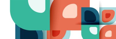 Soyut yuvarlak şekiller ve gölge efektleri tekrarlanan vektör modern geometrik arkaplan kümesi