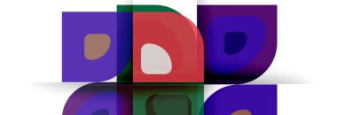 Soyut yuvarlak şekiller ve gölge efektleri tekrarlanan vektör modern geometrik arkaplan kümesi