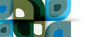 Soyut yuvarlak şekiller ve gölge efektleri tekrarlanan vektör modern geometrik arkaplan kümesi