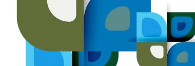 Soyut yuvarlak şekiller ve gölge efektleri tekrarlanan vektör modern geometrik arkaplan kümesi