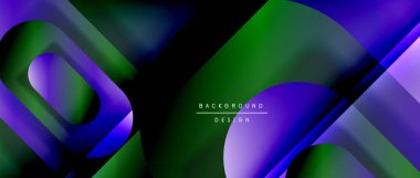 Çizgiler ve modern formlarla vektör geometrik arkaplan. Soyut yuvarlak şekiller, gölge ve ışık efektleri ile akışkan eğimli