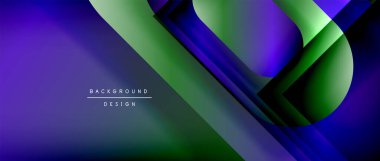 Çizgiler ve modern formlarla vektör geometrik arkaplan. Soyut yuvarlak şekiller, gölge ve ışık efektleri ile akışkan eğimli