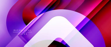 Çizgiler ve modern formlarla vektör geometrik arkaplan. Soyut yuvarlak şekiller, gölge ve ışık efektleri ile akışkan eğimli