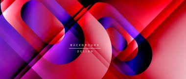 Çizgiler ve modern formlarla vektör geometrik arkaplan. Soyut yuvarlak şekiller, gölge ve ışık efektleri ile akışkan eğimli