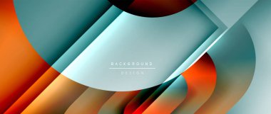 Çizgiler ve modern formlarla vektör geometrik arkaplan. Soyut yuvarlak şekiller, gölge ve ışık efektleri ile akışkan eğimli