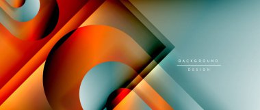 Çizgiler ve modern formlarla vektör geometrik arkaplan. Soyut yuvarlak şekiller, gölge ve ışık efektleri ile akışkan eğimli