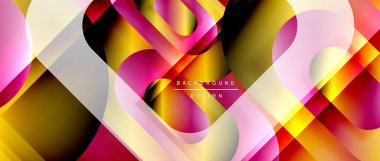 Çizgiler ve modern formlarla vektör geometrik arkaplan. Soyut yuvarlak şekiller, gölge ve ışık efektleri ile akışkan eğimli