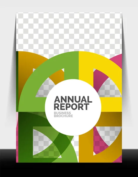 Business flyer annual report, circle and triangle shapes modern design — Stock Vector