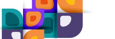 Soyut yuvarlak şekiller ve gölge efektleri tekrarlanan vektör modern geometrik arkaplan kümesi