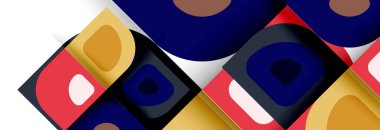 Soyut yuvarlak şekiller ve gölge efektleri tekrarlanan vektör modern geometrik arkaplan kümesi