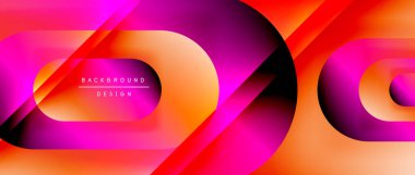 Çizgiler ve modern formlarla vektör geometrik arkaplan. Soyut yuvarlak şekiller, gölge ve ışık efektleri ile akışkan eğimli