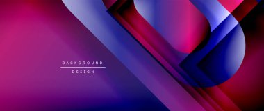 Çizgiler ve modern formlarla vektör geometrik arkaplan. Soyut yuvarlak şekiller, gölge ve ışık efektleri ile akışkan eğimli