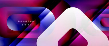 Çizgiler ve modern formlarla vektör geometrik arkaplan. Soyut yuvarlak şekiller, gölge ve ışık efektleri ile akışkan eğimli