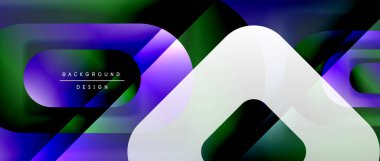 Çizgiler ve modern formlarla vektör geometrik arkaplan. Soyut yuvarlak şekiller, gölge ve ışık efektleri ile akışkan eğimli