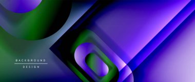 Çizgiler ve modern formlarla vektör geometrik arkaplan. Soyut yuvarlak şekiller, gölge ve ışık efektleri ile akışkan eğimli