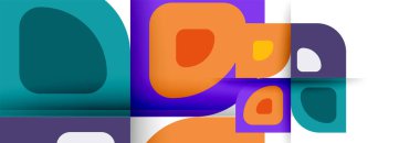 Soyut yuvarlak şekiller ve gölge efektleri tekrarlanan vektör modern geometrik arkaplan kümesi