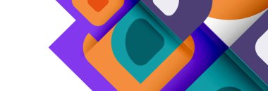 Soyut yuvarlak şekiller ve gölge efektleri tekrarlanan vektör modern geometrik arkaplan kümesi