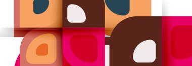 Soyut yuvarlak şekiller ve gölge efektleri tekrarlanan vektör modern geometrik arkaplan kümesi