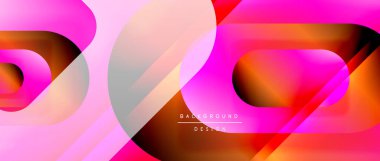 Çizgiler ve modern formlarla vektör geometrik arkaplan. Soyut yuvarlak şekiller, gölge ve ışık efektleri ile akışkan eğimli