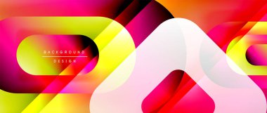 Çizgiler ve modern formlarla vektör geometrik arkaplan. Soyut yuvarlak şekiller, gölge ve ışık efektleri ile akışkan eğimli