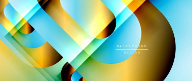 Çizgiler ve modern formlarla vektör geometrik arkaplan. Soyut yuvarlak şekiller, gölge ve ışık efektleri ile akışkan eğimli