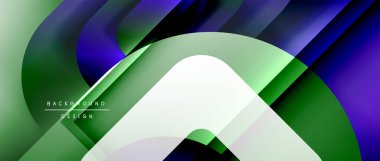Çizgiler ve modern formlarla vektör geometrik arkaplan. Soyut yuvarlak şekiller, gölge ve ışık efektleri ile akışkan eğimli