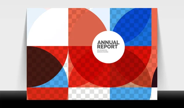 Horizontale DIN-A4-Geschäftsflyer Jahresberichtsvorlage, Kreise und Dreieck formen modernes geometrisches Design für Broschüre-Layout, Magazin oder Booklet — Stockvektor