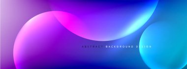 Vektör soyut arka plan sıvı baloncuk daireleri, gölgeler ve ışık efektleri ile sıvı gradyan. Metin için parlak tasarım şablonları