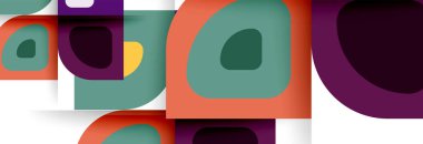 Soyut yuvarlak şekiller ve gölge efektleri tekrarlanan vektör modern geometrik arkaplan kümesi