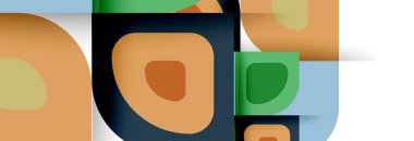 Soyut yuvarlak şekiller ve gölge efektleri tekrarlanan vektör modern geometrik arkaplan kümesi