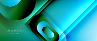 Çizgiler ve modern formlarla vektör geometrik arkaplan. Soyut yuvarlak şekiller, gölge ve ışık efektleri ile akışkan eğimli