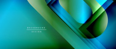 Çizgiler ve modern formlarla vektör geometrik arkaplan. Soyut yuvarlak şekiller, gölge ve ışık efektleri ile akışkan eğimli