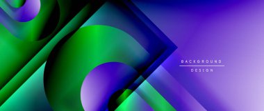 Çizgiler ve modern formlarla vektör geometrik arkaplan. Soyut yuvarlak şekiller, gölge ve ışık efektleri ile akışkan eğimli