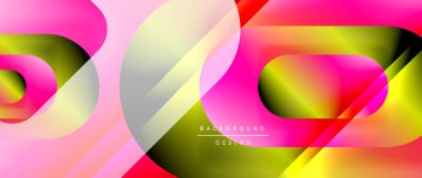 Çizgiler ve modern formlarla vektör geometrik arkaplan. Soyut yuvarlak şekiller, gölge ve ışık efektleri ile akışkan eğimli