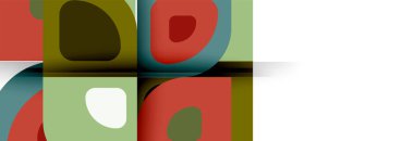 Soyut yuvarlak şekiller ve gölge efektleri tekrarlanan vektör modern geometrik arkaplan kümesi