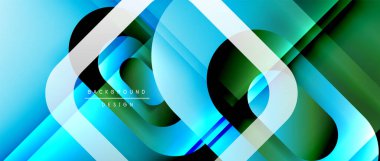 Çizgiler ve modern formlarla vektör geometrik arkaplan. Soyut yuvarlak şekiller, gölge ve ışık efektleri ile akışkan eğimli