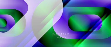 Çizgiler ve modern formlarla vektör geometrik arkaplan. Soyut yuvarlak şekiller, gölge ve ışık efektleri ile akışkan eğimli