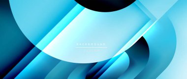 Çizgiler ve modern formlarla vektör geometrik arkaplan. Soyut yuvarlak şekiller, gölge ve ışık efektleri ile akışkan eğimli