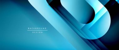 Çizgiler ve modern formlarla vektör geometrik arkaplan. Soyut yuvarlak şekiller, gölge ve ışık efektleri ile akışkan eğimli