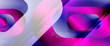 Çizgiler ve modern formlarla vektör geometrik arkaplan. Soyut yuvarlak şekiller, gölge ve ışık efektleri ile akışkan eğimli