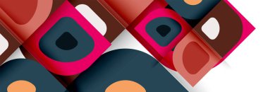 Soyut yuvarlak şekiller ve gölge efektleri tekrarlanan vektör modern geometrik arkaplan kümesi