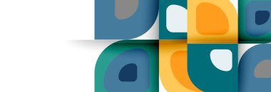 Soyut yuvarlak şekiller ve gölge efektleri tekrarlanan vektör modern geometrik arkaplan kümesi