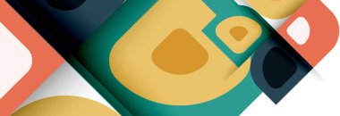 Soyut yuvarlak şekiller ve gölge efektleri tekrarlanan vektör modern geometrik arkaplan kümesi