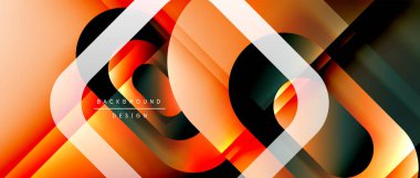 Çizgiler ve modern formlarla vektör geometrik arkaplan. Soyut yuvarlak şekiller, gölge ve ışık efektleri ile akışkan eğimli