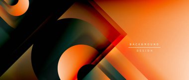 Çizgiler ve modern formlarla vektör geometrik arkaplan. Soyut yuvarlak şekiller, gölge ve ışık efektleri ile akışkan eğimli