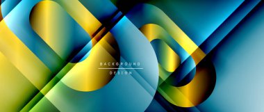 Çizgiler ve modern formlarla vektör geometrik arkaplan. Soyut yuvarlak şekiller, gölge ve ışık efektleri ile akışkan eğimli