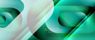 Çizgiler ve modern formlarla vektör geometrik arkaplan. Soyut yuvarlak şekiller, gölge ve ışık efektleri ile akışkan eğimli