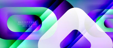 Çizgiler ve modern formlarla vektör geometrik arkaplan. Soyut yuvarlak şekiller, gölge ve ışık efektleri ile akışkan eğimli